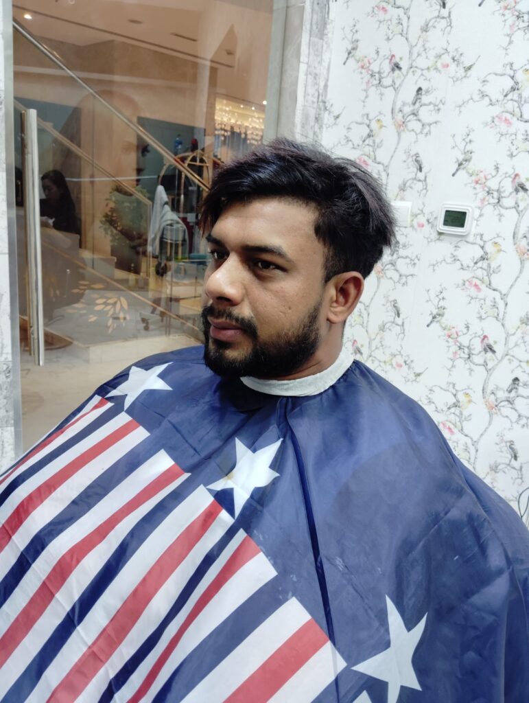 Before getting hair cut from stylist hair salon al rigga dubai